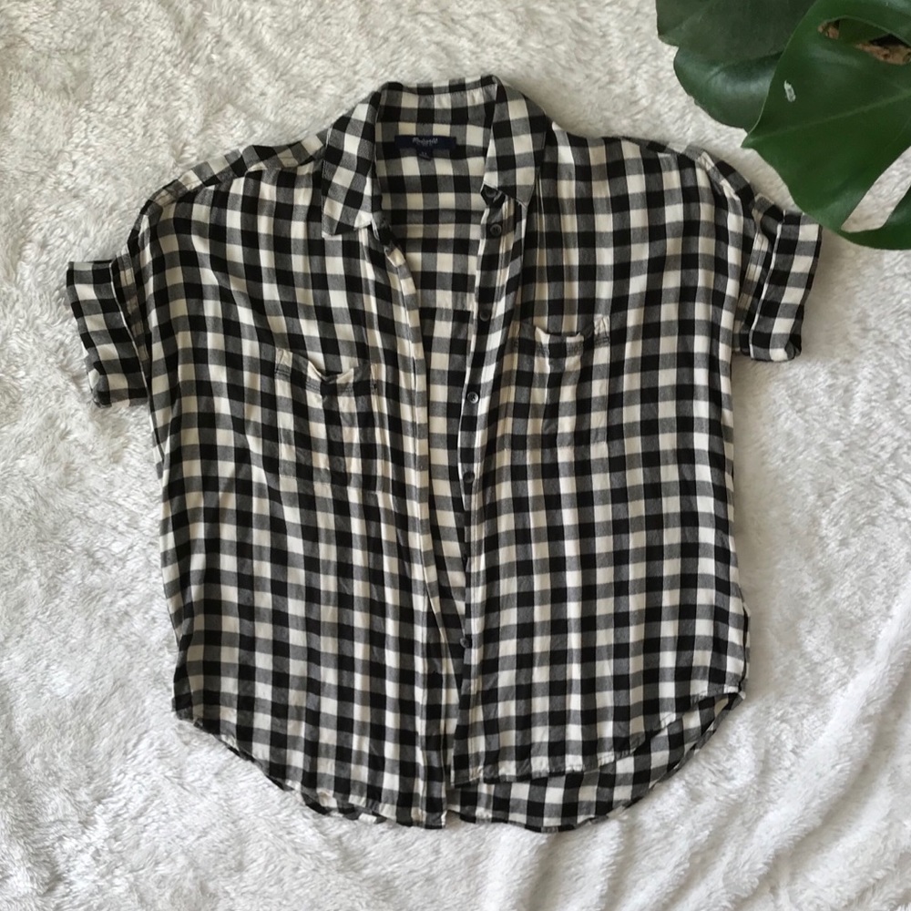 Madewell Short Sleeve Flannel Button Up XS Plaid